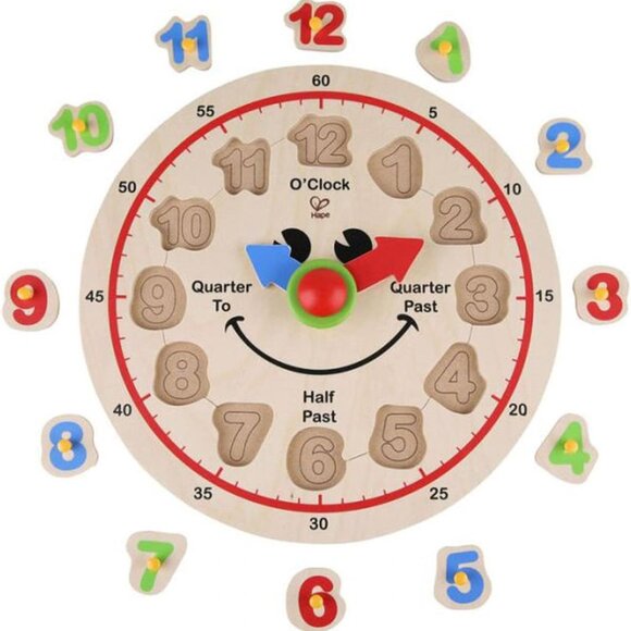 New Sealed Hape Wooden Colorful Happy Learning Clock Knob Puzzle Age 3+ - Picture 8 of 15